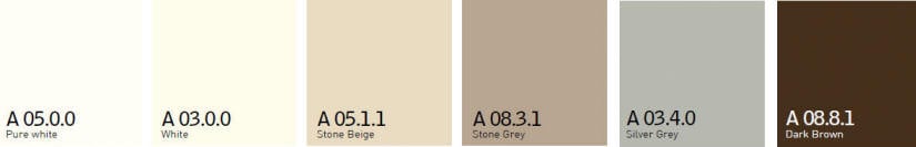 Gamme de couleur disponbile TRESPA METEON 1F DECOR A A 05.0.0 03.0.0 .5.1.1 08.3.1 03.4.0 08.8.1