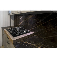 Céramique XXL 5,6 mm - Noir Désir Bocciardato - Marbre - En stock SUR MESURE