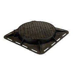 Couvercle de voirie en fonte sur charnière D400