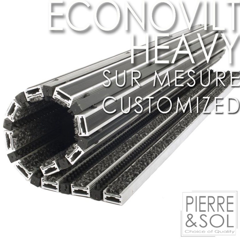 EconoVilt Heavy Sur Mesure - Paillasson profil en aluminium couvert de fibres polypropylène - Verimpex