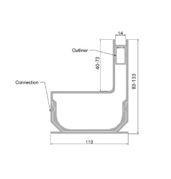 Gutter slotted aluminum anthracite SideDrain EURO - L&S