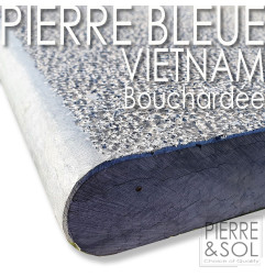 Margelle en Pierre Bleue du Vietnam - Bouchardee - Retombée - Bord arrondi 180° adouci