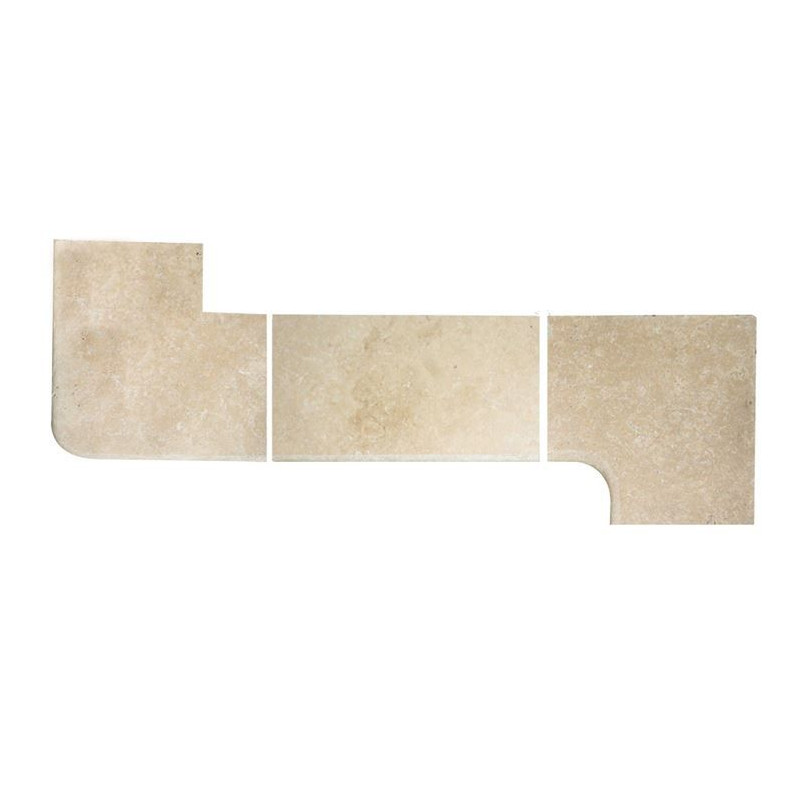 Italienische Travertinkappe - erweicht und Tamburin - abgerundete Kante 180 ° erweicht