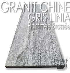 Casquillo de granito gris chino - Flameado y cepillado - Abandonado - Borde recto ablandado