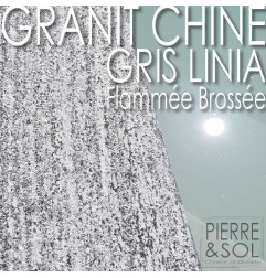 Margelle en Granit gris de Chine - Linia - Flammée et Brossée - Retombée - Bord droit adouci