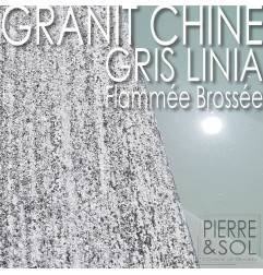 Margelle en Granit gris de Chine Linia - Flammée et Brossée - Retombée - Bord droit adouci