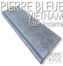 Margelle en Pierre Bleue du Vietnam - Taille ancienne - Retombée - Bord arrondi 180° adouci anti-dérapante
