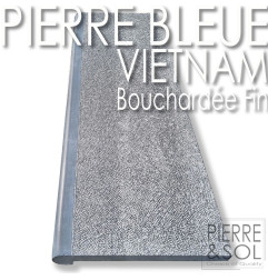 Margelle en Pierre Bleue du Vietnam - Bouchardée - Retombée - Bord arrondi 180° adouci antié-dérapante