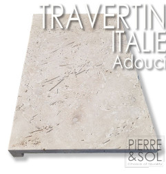 Coping de travertino italiano - Amolecido e chanfrado - Dropout - Borda reta