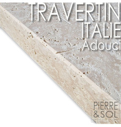 Curbstone in Italian Travertine - Honed and Chamfered - Dropped - Straight Edge