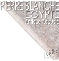 Kanten in kalksteen uit Egypte - antiek en gezoet - 180 ° afgeronde rand verzacht