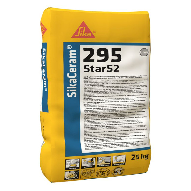 SikaCeram-295 StarS2 - Высокодеформируемый плиточный клей EC 1 PLUS - Sika SikaCeram-295 StarS2 - Высокодеформируемый плиточный клей EC 1 PLUS - Sika