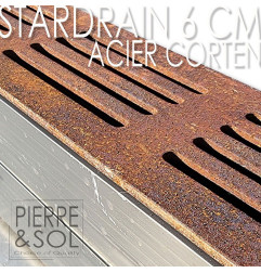 Schmale Rinne 6,5 cm Cortenstahlgitter - StarDrain LINE ECO