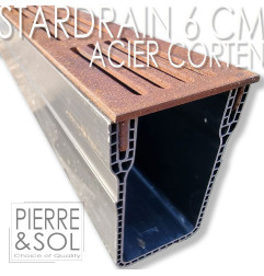 6,5 cm schmale Rinne aus Cortenstahl - StarDrain ECO