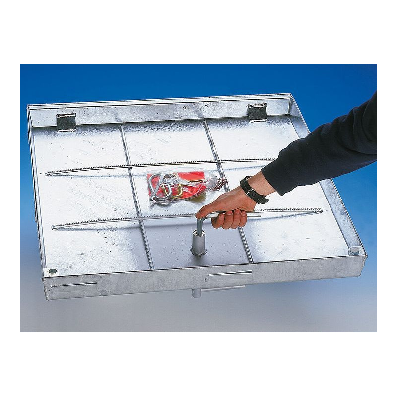 Betegelbare deksel van gegalvaniseerd staal - Geassisteerd openen en sluiten - B 125 kN - HAGO Betegelbare deksel van gegalvaniseerd staal - Geassisteerd openen en sluiten - B 125 kN - HAGO