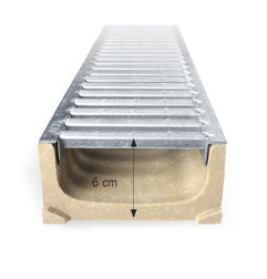 Super mini canal con rejilla galvanizada - H 6 cm