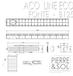 Caniveau grille Fonte B125 plan detail accessoire - ACO LINE ECO