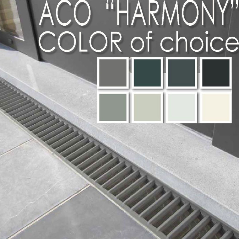 Caniveau avec grille en acier teinté RAL aux choix - Euroline 100 Harmony - ACO