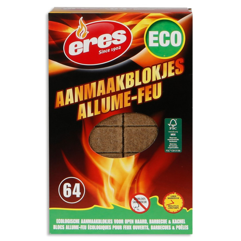 Allume-feu ECO 64 pièces - Blocs allume-feu pratiques - Eres-Sapoli