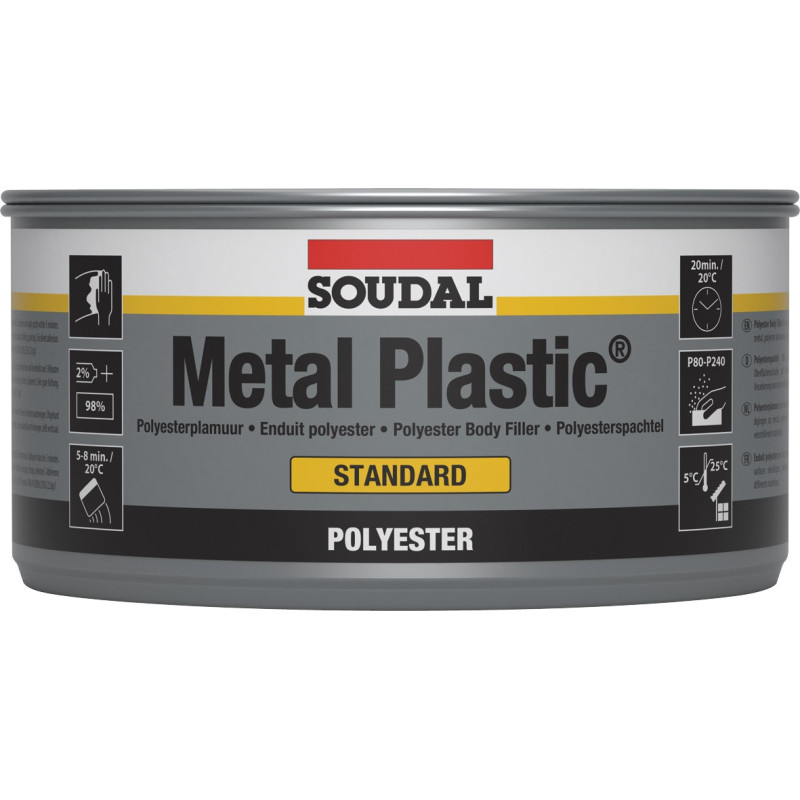 Metal Plastic Standard - Rivestimento in poliestere per la riparazione della carrozzeria - Soudal