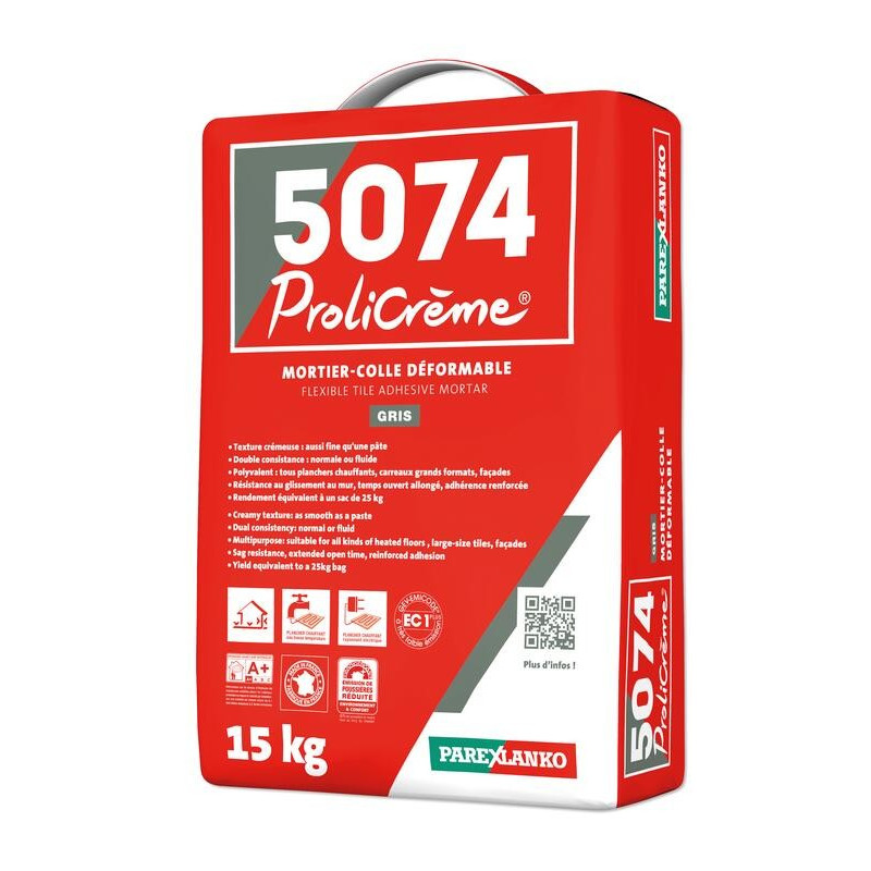 5074 Prolicrème - Mortier-colle amélioré déformable - Parexlanko 5074 Prolicrème - Mortier-colle amélioré déformable - Parexlanko