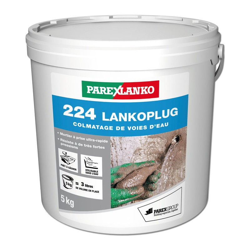 224 Lanko Plug - Mortier de colmatage de voies d'eau - Parexlanko 224 Lanko Plug - Mortier de colmatage de voies d'eau - Parexlanko