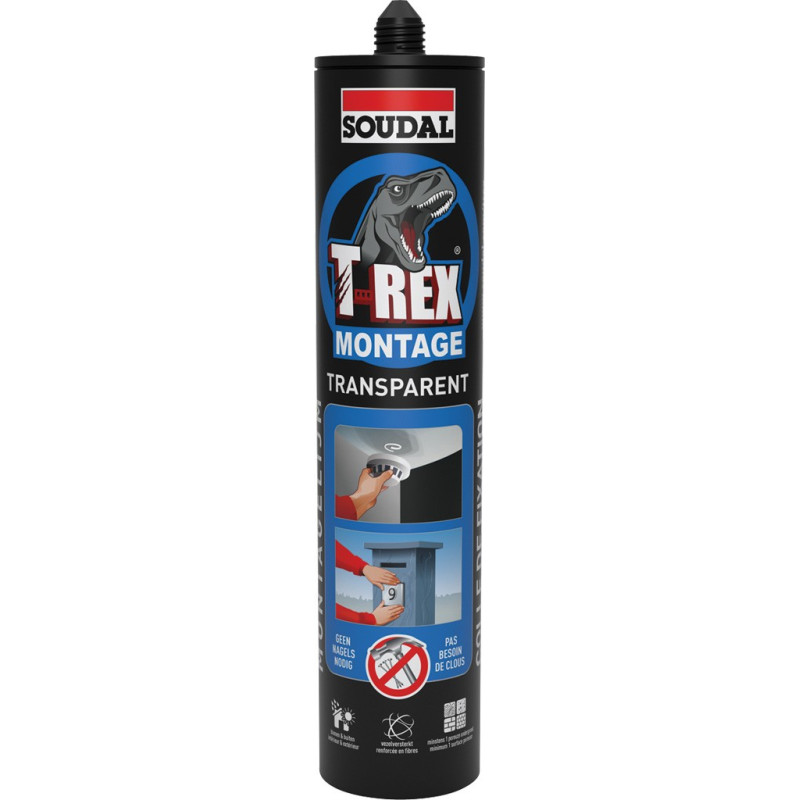 T-Rex Transparent Mounting Adhesive - EC 12 Plus Water-Based Mounting Adhesive - Soudal