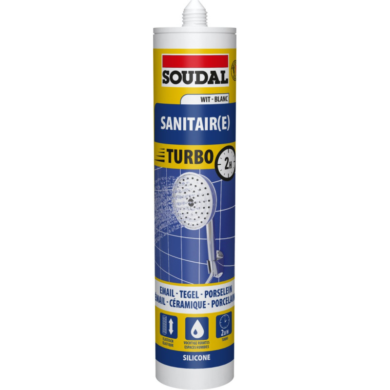 Sellador sanitario Turbo - Sellador sanitario de silicona acética - Soudal Sellador sanitario Turbo - Sellador sanitario de silicona acética - Soudal