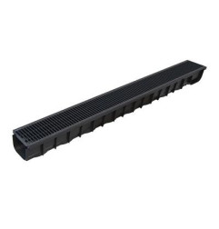 Canal plástico (PE-HD e PP) Midi preto - Classe A15 - grade de polipropileno - Marshalls
