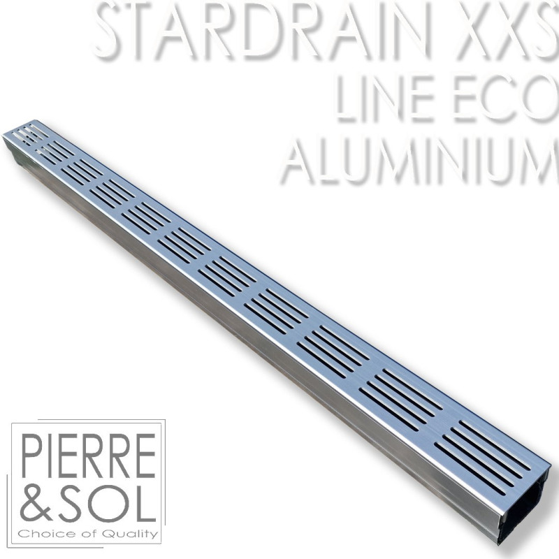 Abfluss XXS MINI L 6,5 cm Aluminiumgitter - StarDrain - LINE ECO