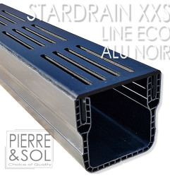 Caniveau XXS MINI L 6,5 cm Grille aluminium NOIR - StarDrain - LINE ECO