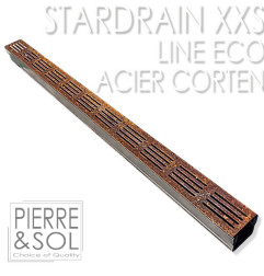 Desagüe XXS MINI L 6,5 cm Rejilla de acero corten - StarDrain - LINE ECO