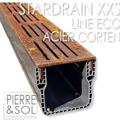 Canal de rejilla de acero Corten XXS MINI L 6,5 cm - StarDrain - LINE ECO
