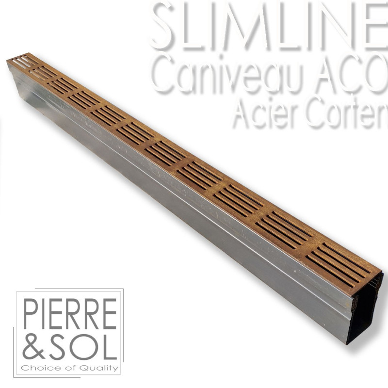 窄槽钢 6 cm Corten 钢格栅 - SLIMLINE - ACO 窄槽钢 6 cm Corten 钢格栅 - SLIMLINE - ACO