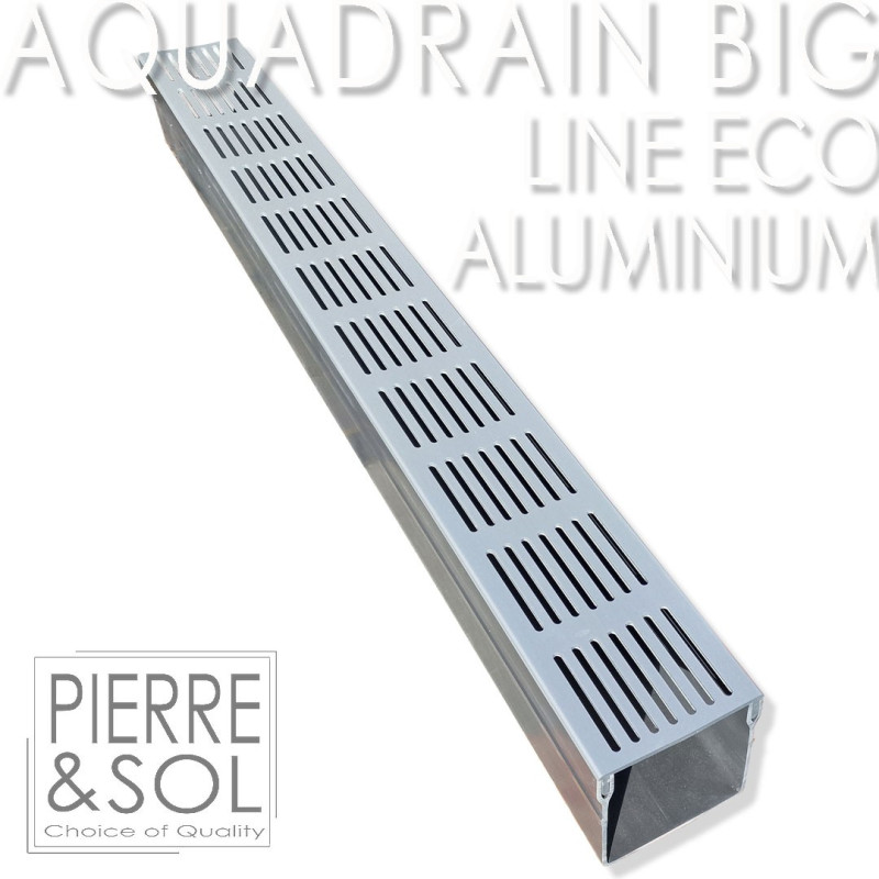 Canal de infiltração quadrado de alumínio de 10 cm - AquaDrain - 100/100 - LINHA ECO