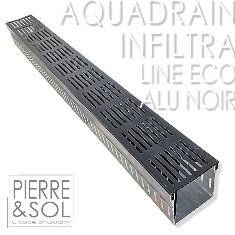 Entwässerungsrinne aus schwarzem Aluminium – AquaDrain BIG – 100/100 PLUS – ECO LINE