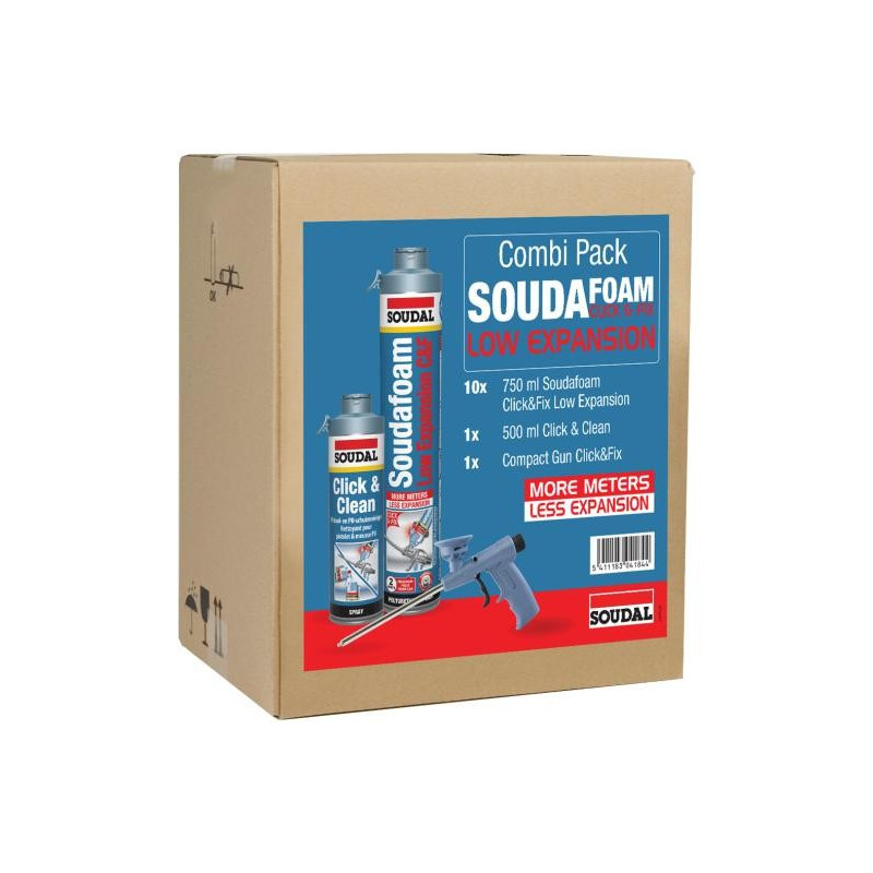 Комби-пак Soudafoam с низким расширением Click & Fix - полиуретановая пена - Soudal