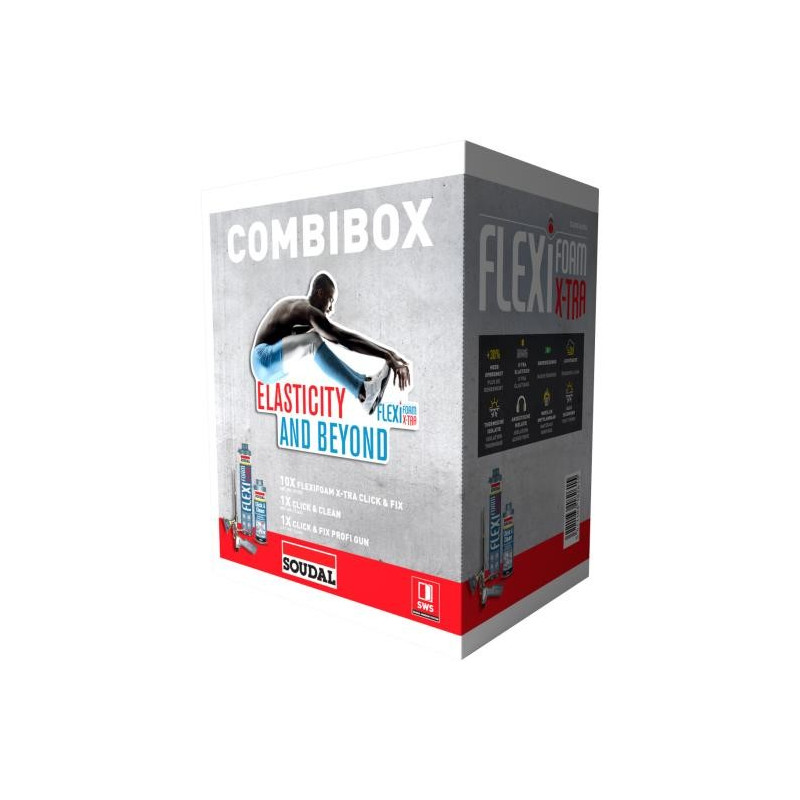 Комбибокс Flexifoam X-tra Click & Fix - полиуретановая пена - Soudal Комбибокс Flexifoam X-tra Click & Fix - полиуретановая пена - Soudal