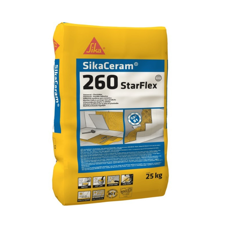 SikaCeram-260 StarFlex - EC 1 PLUS malta adesiva ad uso variabile - Sika SikaCeram-260 StarFlex - EC 1 PLUS malta adesiva ad uso variabile - Sika