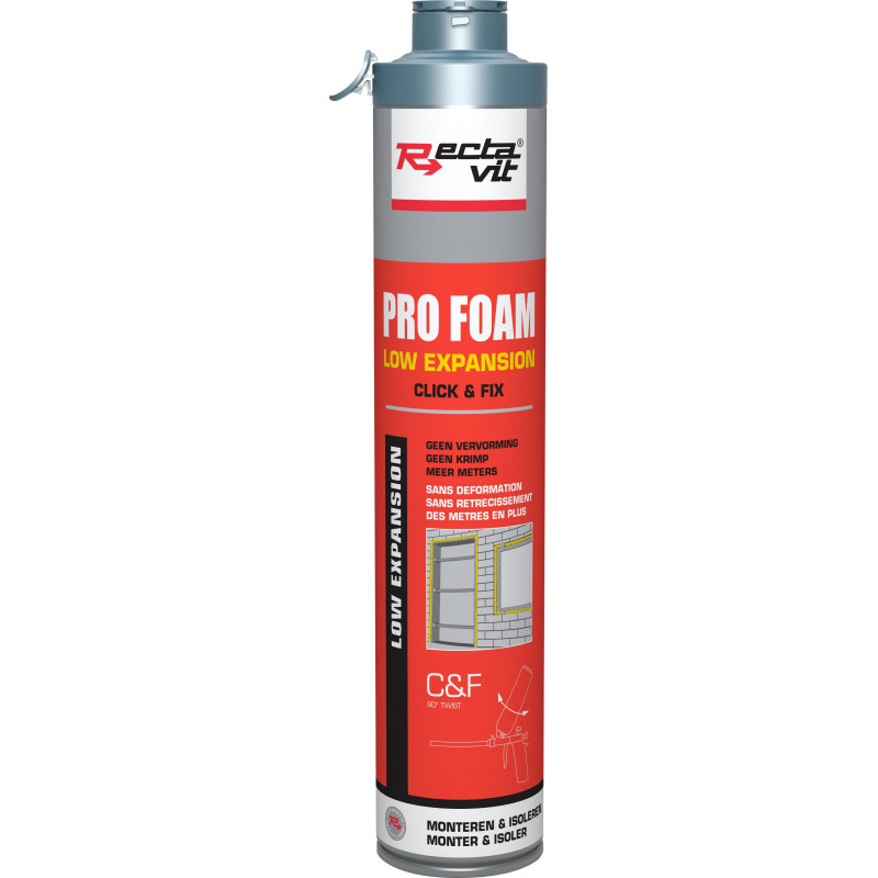 Pro foam baixa expansão Click&Fix - Espuma PU - Rectavit Pro foam baixa expansão Click&Fix - Espuma PU - Rectavit