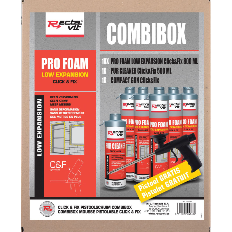 Combibox Pro foam lage uitzetting Click&Fix - PU schuim - Rectavit Combibox Pro foam lage uitzetting Click&Fix - PU schuim - Rectavit