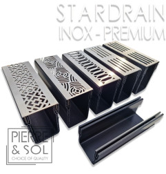 Voorbeeld Smalle goten Premium zwart aluminium rooster en Luxe roestvrij stalen stijl rooster - StarDrain - LINE ECO