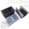 Muestra Canales de desagüe GRANDES y planos Rejilla de aluminio y aluminio negro - AquaDrain - LINE ECO