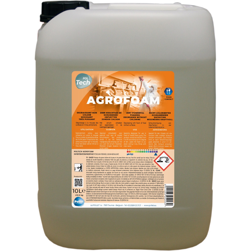 PolTech Agrofoam - Desengrasante espumante sin cloro - Pollet