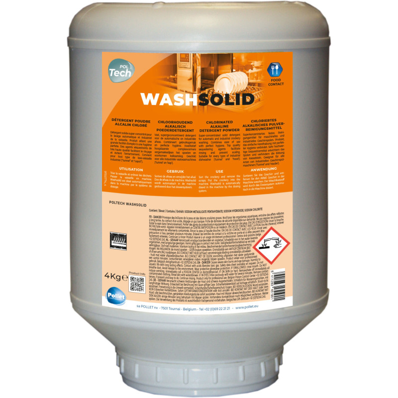 PolTech Washsolid - Gechloreerd alkalisch wasmiddel in poedervorm - Pollet PolTech Washsolid - Gechloreerd alkalisch wasmiddel in poedervorm - Pollet