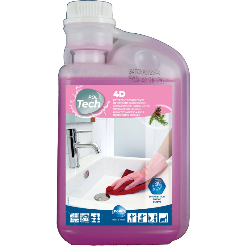 PolTech 4D - Disinfectant deodorizing descaling detergent - FR - Pollet