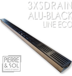 Caniveau Inox Hauteur 3,5 cm - 3XSDRAIN Grille aluminium Noir - LINE ECO
