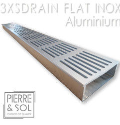 Canal de drenaje grande de acero inoxidable Alto 3,5 cm - 3XSDRAIN FLAT Rejilla de aluminio - LINE ECO