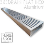 Canal de drenaje grande de acero inoxidable Alto 3,5 cm - 3XSDRAIN FLAT Rejilla de aluminio - LINE ECO