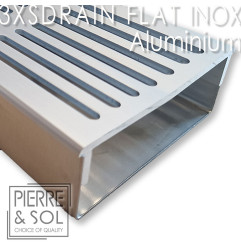 Grande canal de aço inoxidável Altura 3,5 cm - 3XSDRAINFLAT Grade de alumínio - LINE ECO